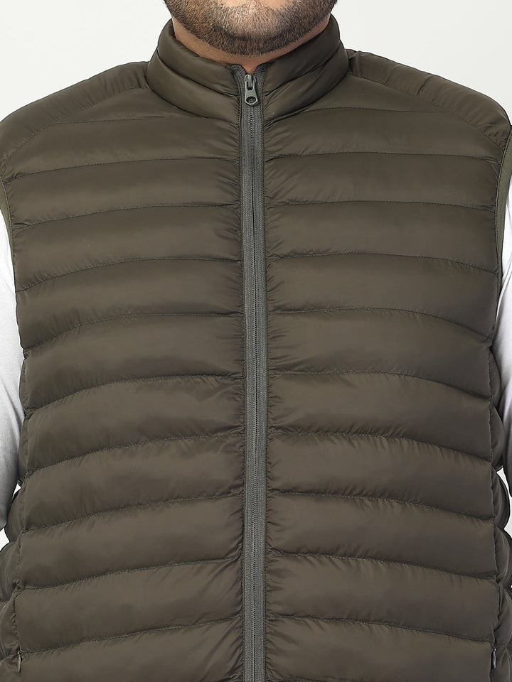 Plus Size Men  Open Front Quilted Sleeveless Puffer Jacket