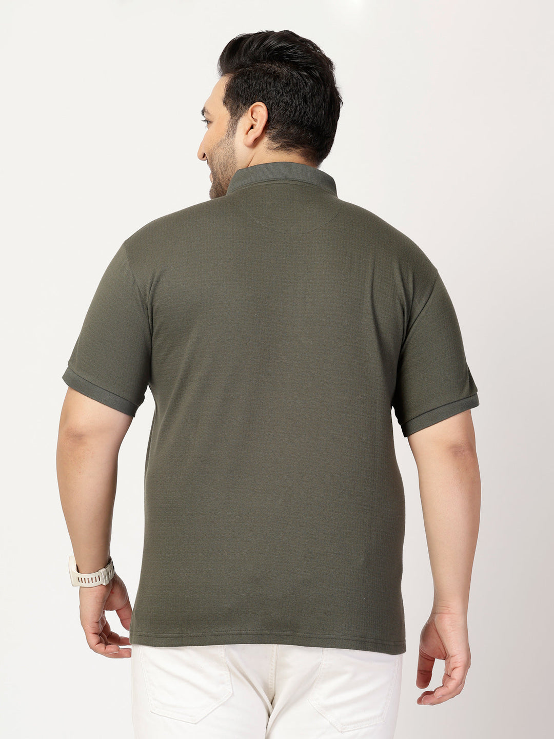 Plus Size Men Half Zipper Polo Collar Cotton T-shirt