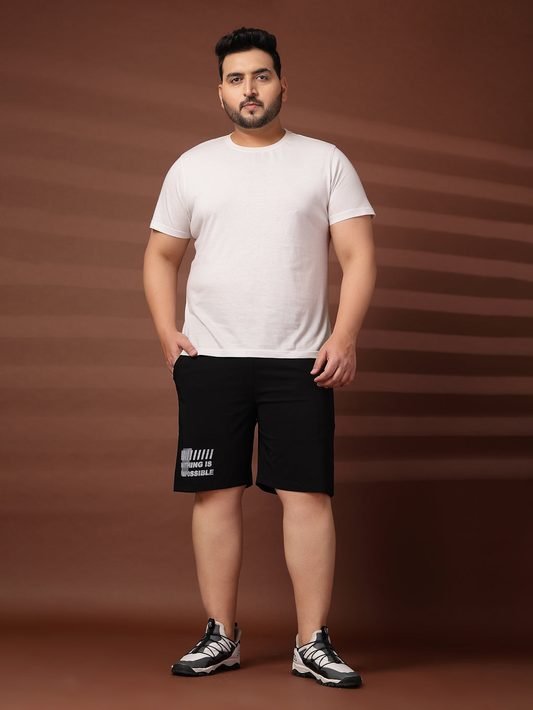 Plus Size Men  Mid-Rise Stretchable Shorts