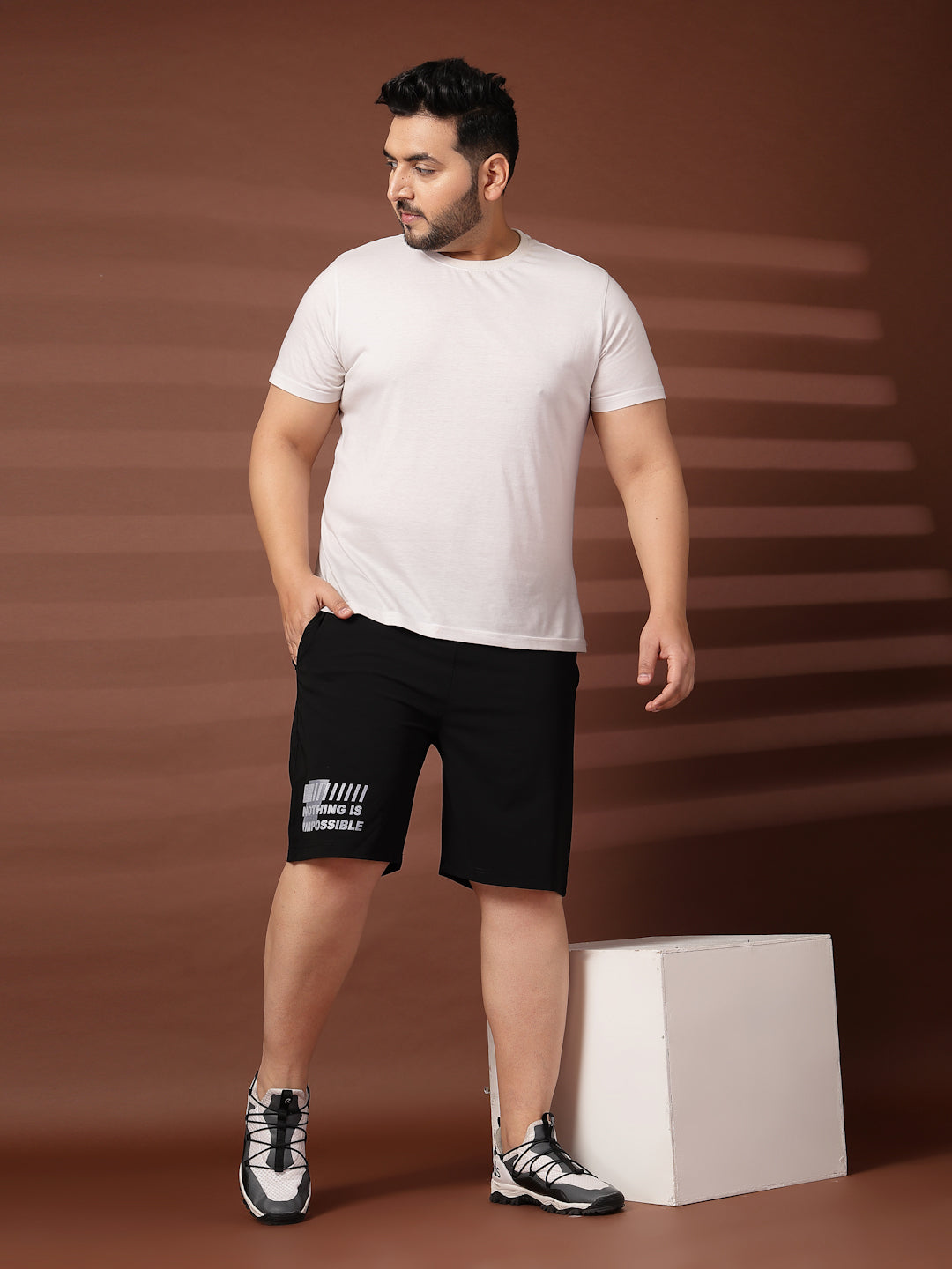 Plus Size Men  Mid-Rise Stretchable Shorts