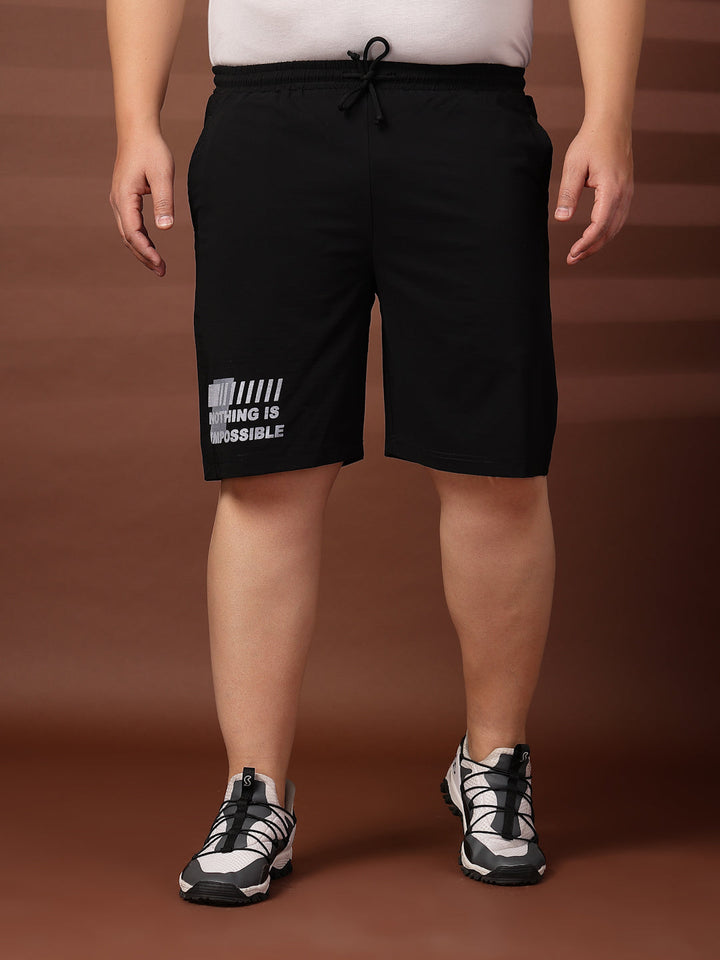 Plus Size Men  Mid-Rise Stretchable Shorts