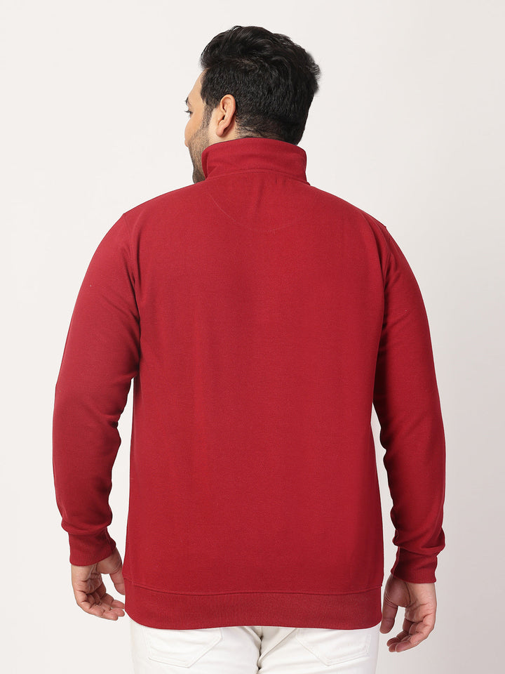 Plus Size Maroon Typography Cotton Pullover Sweatshirt