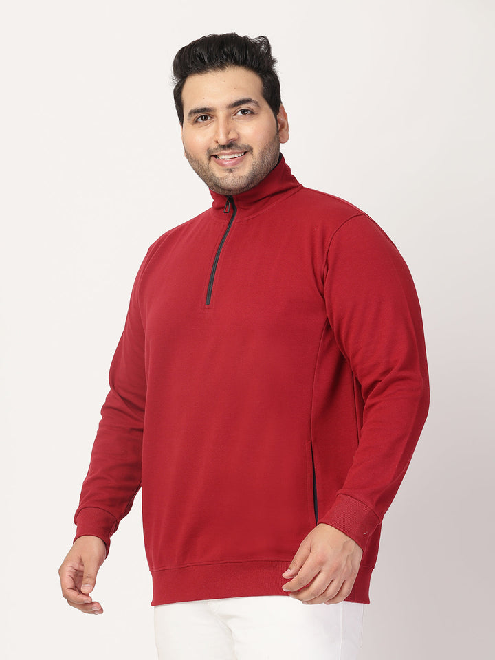 Plus Size Maroon Typography Cotton Pullover Sweatshirt