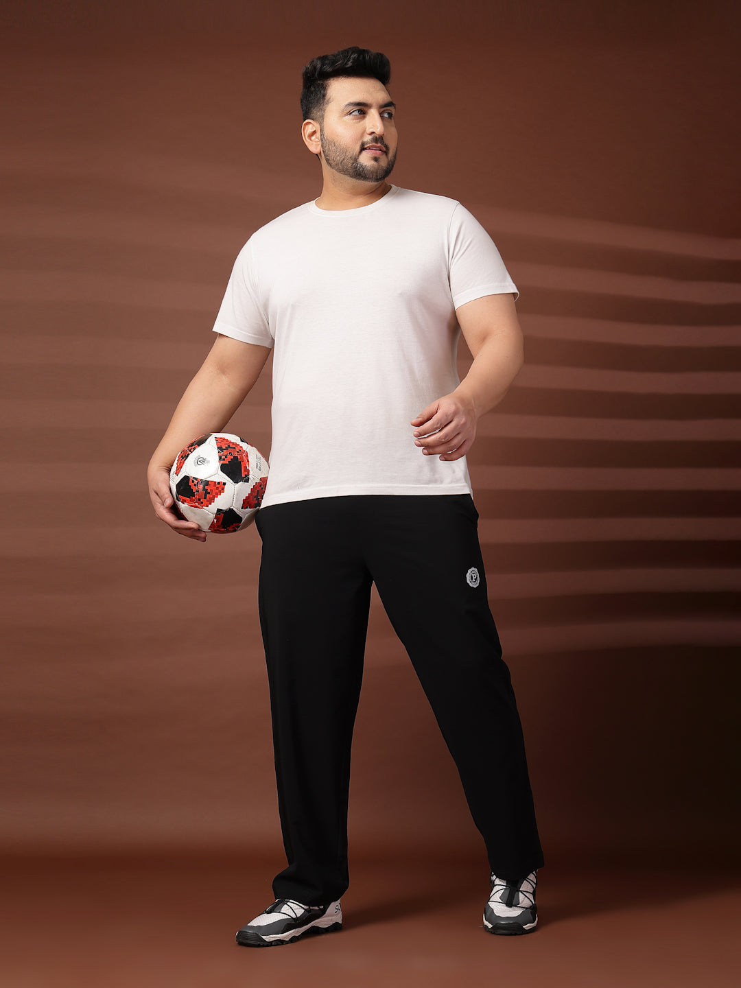Plus Size Men Black Mid Rise Stretchable Track Pants
