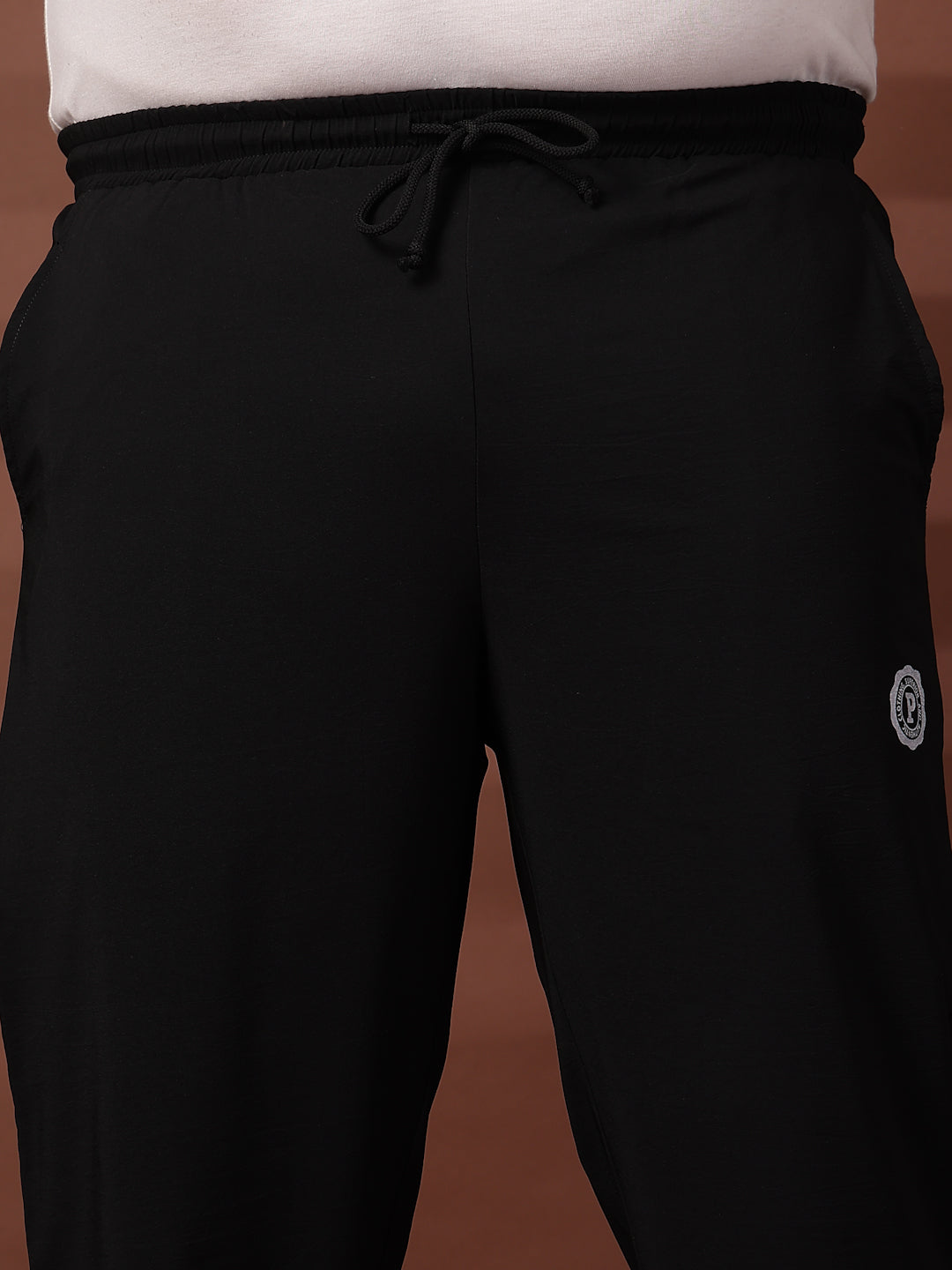 Plus Size Men Black Mid Rise Stretchable Track Pants