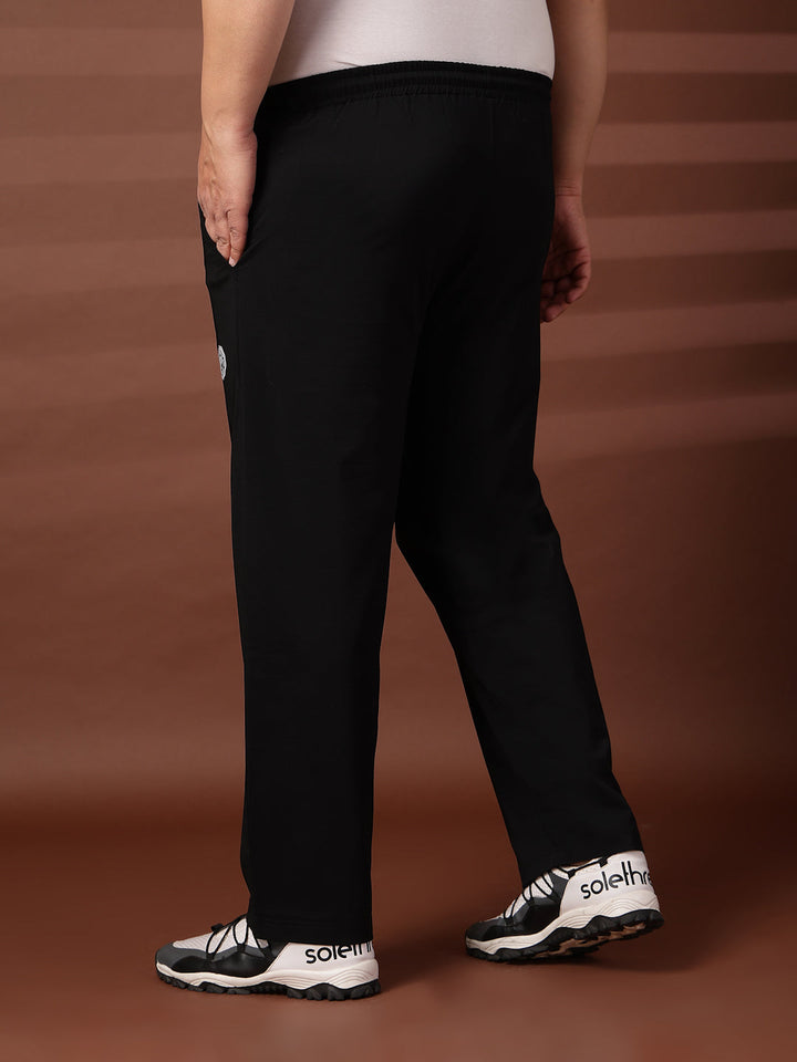 Plus Size Men Black Mid Rise Stretchable Track Pants