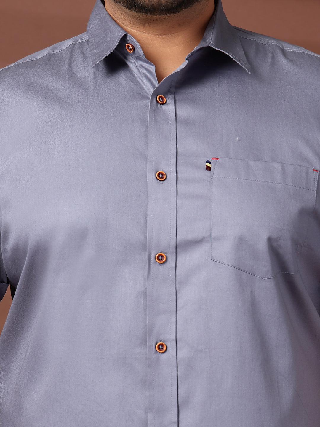 Plus Size Men  Oversized Fit Spread Collar Solid Cotton Casual Shirt