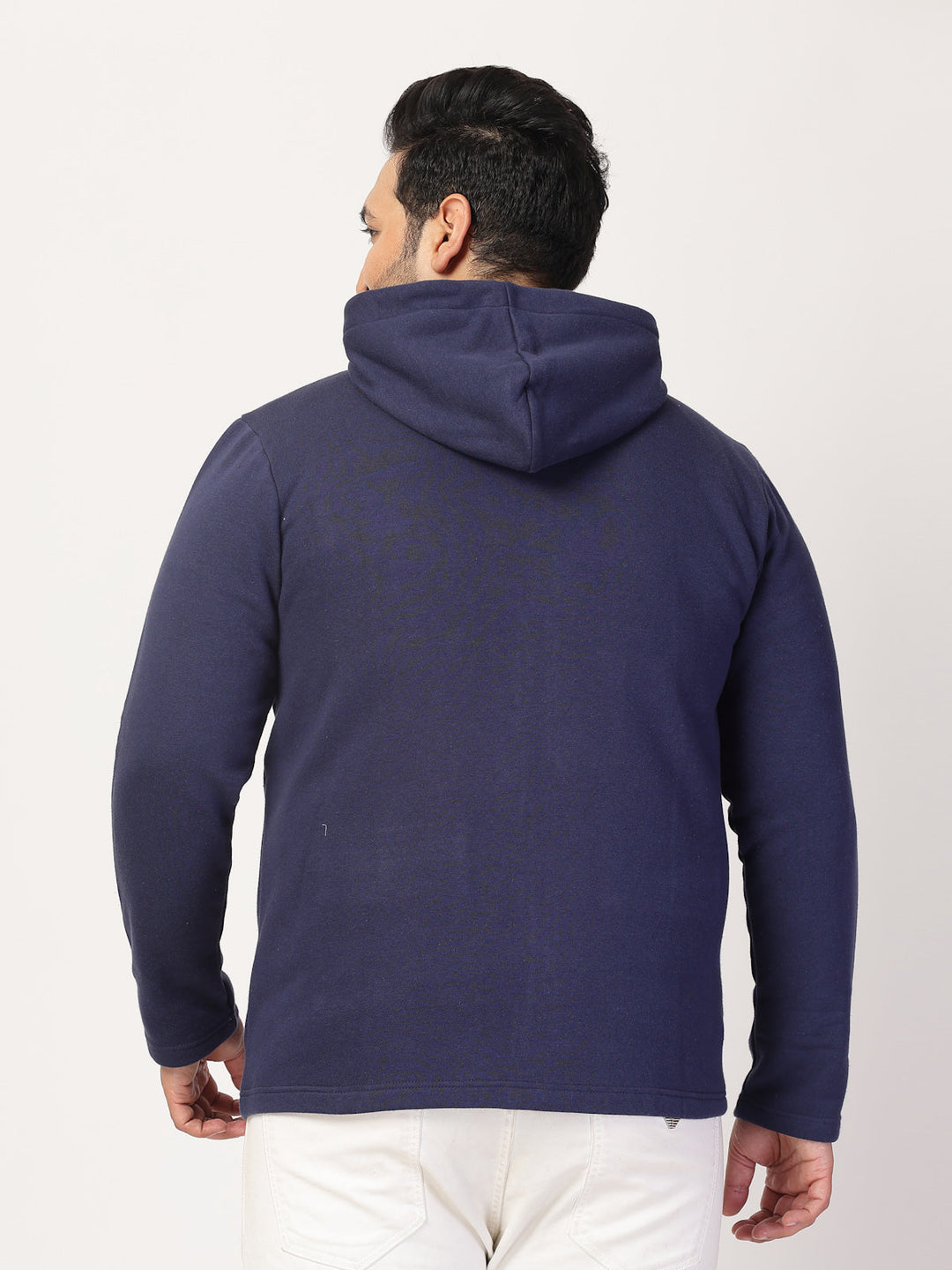 Plus Size Men Geometric Striped Fleece Longline Tailored Jacket