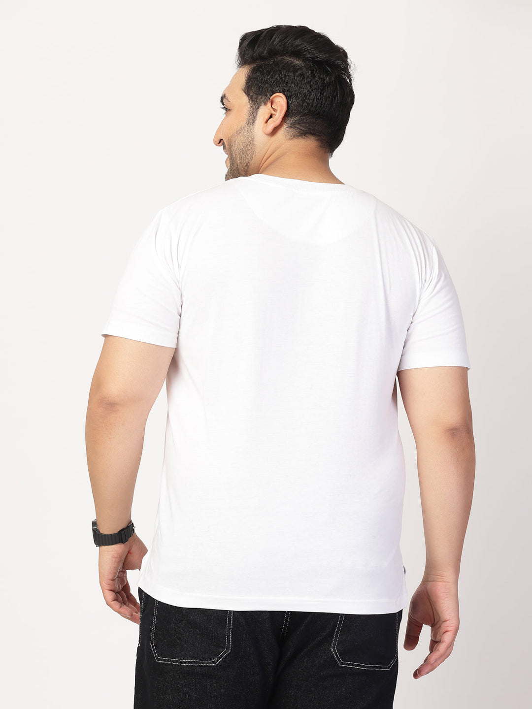 Plus Size Men Round Neck Cotton  T-shirt