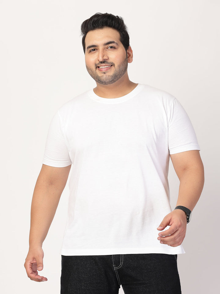 Plus Size Men Round Neck Cotton  T-shirt