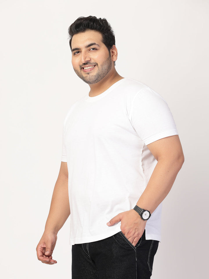 Plus Size Men Round Neck Cotton  T-shirt