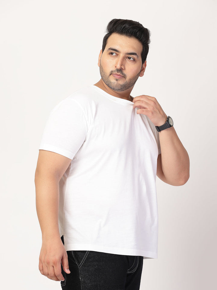 Plus Size Men Round Neck Cotton  T-shirt