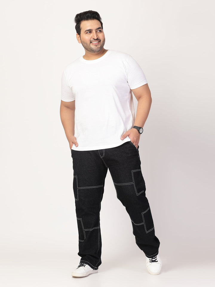 Plus Size Men Round Neck Cotton  T-shirt