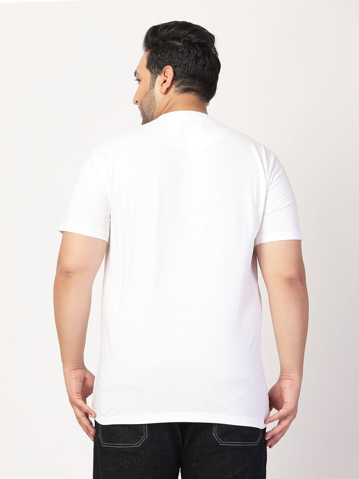 Plus Size Men Typography Printed Round Neck Cotton  T-shirt