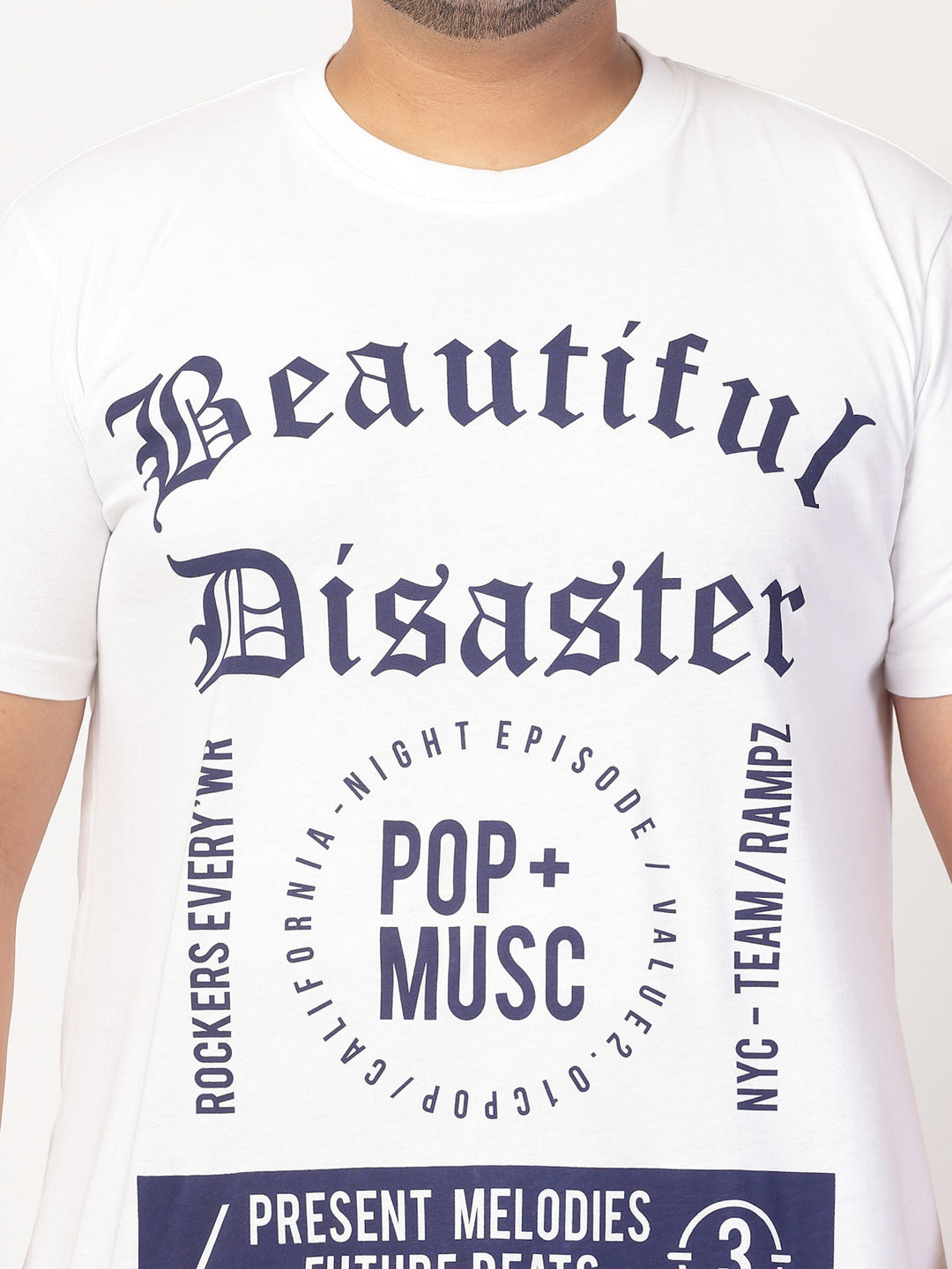 Plus Size Men Typography Printed Round Neck Cotton  T-shirt