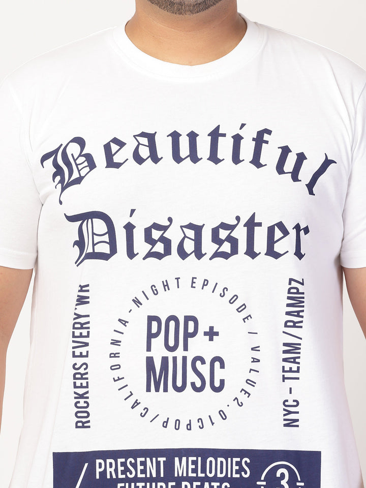 Plus Size Men Typography Printed Round Neck Cotton  T-shirt