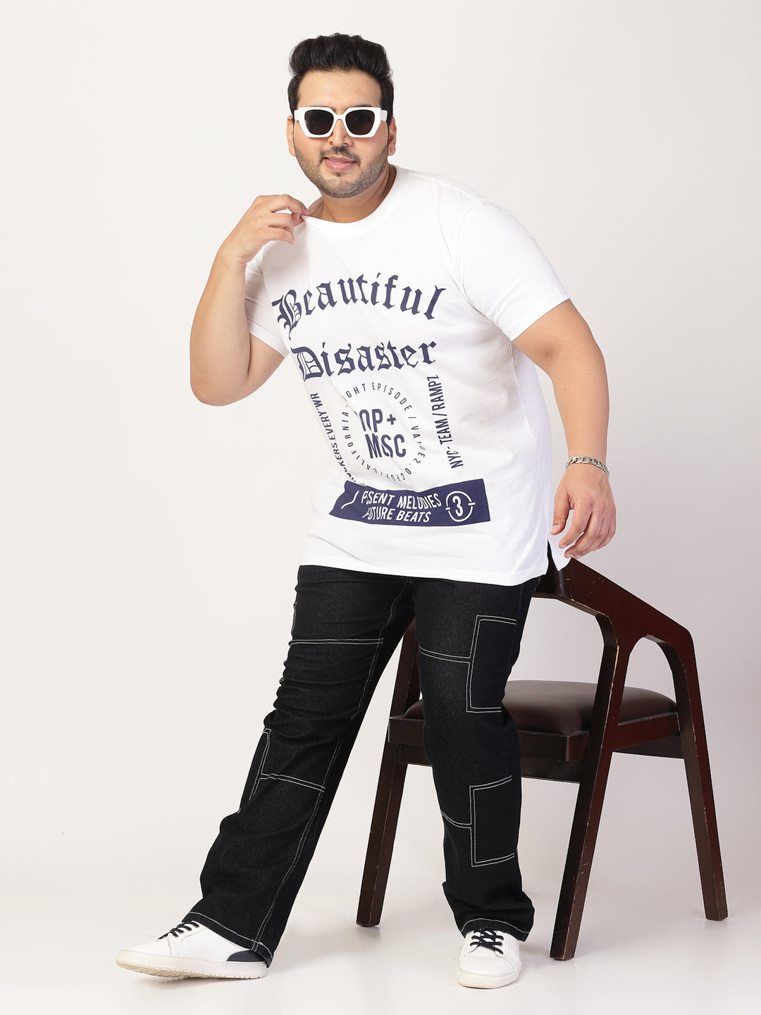 Plus Size Men Typography Printed Round Neck Cotton  T-shirt