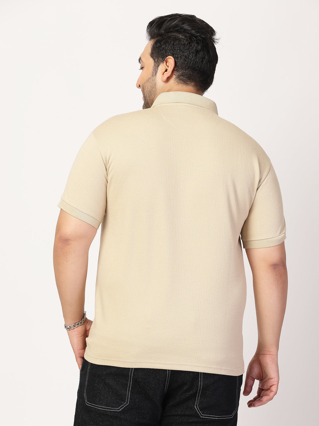 Plus Size Men Half Zipper Polo Collar Cotton T-shirt