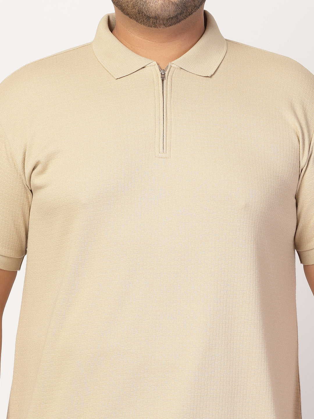 Plus Size Men Half Zipper Polo Collar Cotton T-shirt