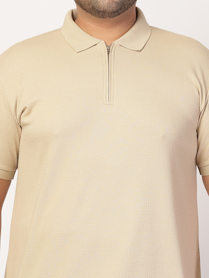 Plus Size Men Half Zipper Polo Collar Cotton T-shirt