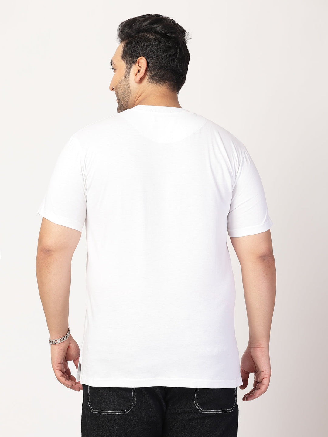 Plus Size Men  White Typography Printed T-shirt