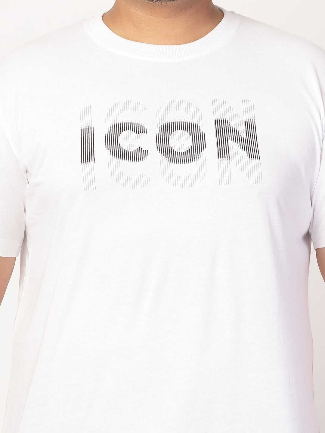 Plus Size Men  White Typography Printed T-shirt