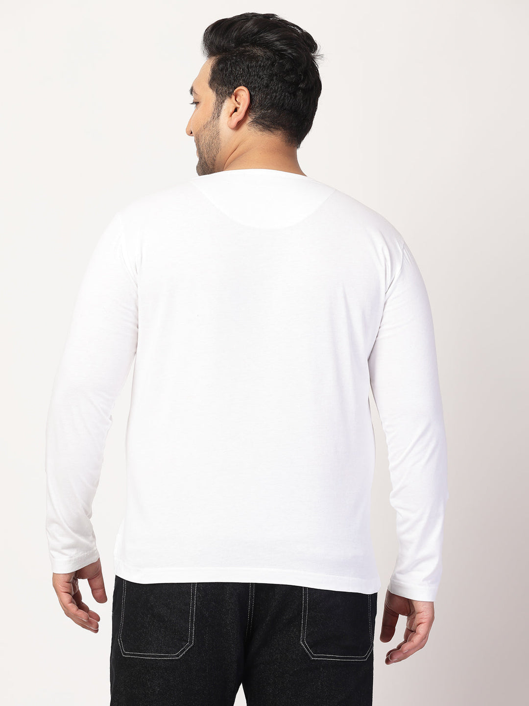 Plus Size Men Solid Round Neck Cotton  T-shirt