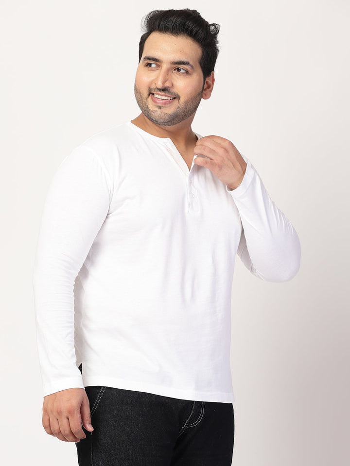 Plus Size Men Solid Round Neck Cotton  T-shirt