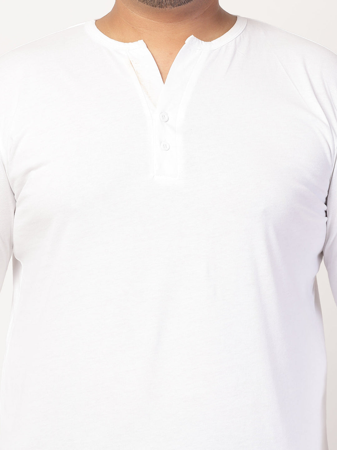 Plus Size Men Solid Round Neck Cotton  T-shirt