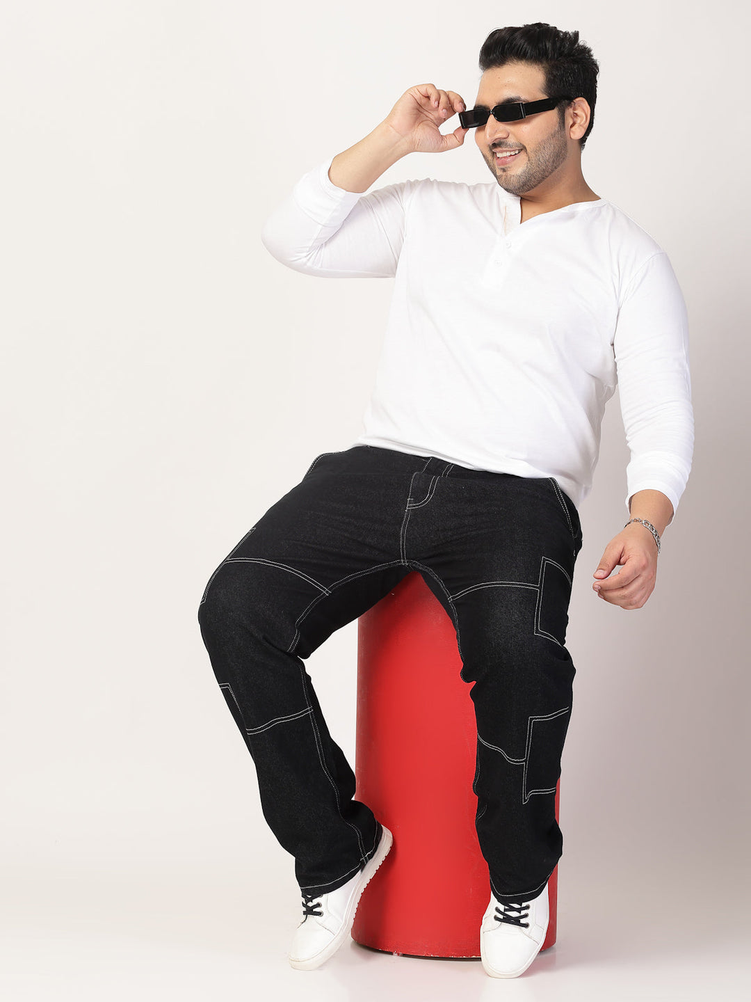 Plus Size Men Solid Round Neck Cotton  T-shirt
