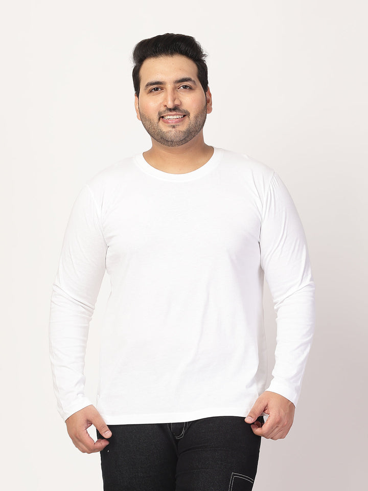 Plus Size Men Solid Round Neck Cotton T-shirt