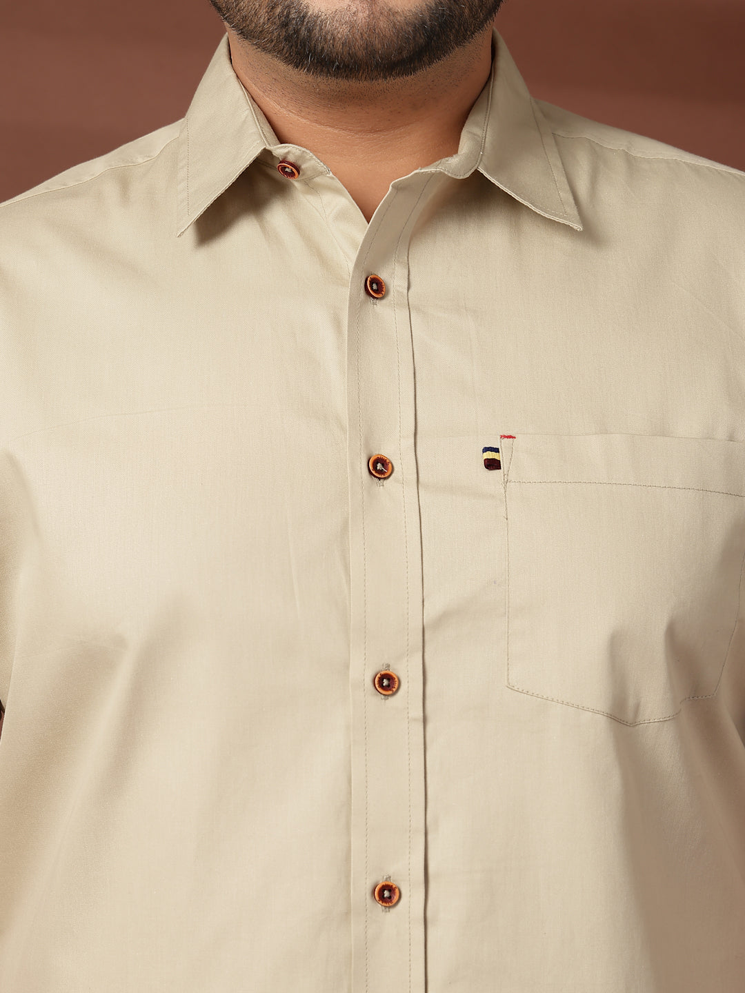 Plus Size Men  Oversized Fit Spread Collar Solid Cotton Casual Shirt