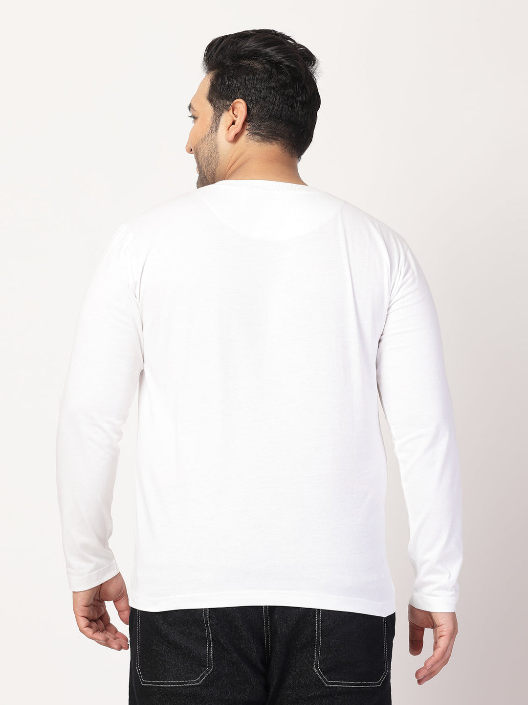 Plus Size Men Solid Round Neck Cotton T-shirt