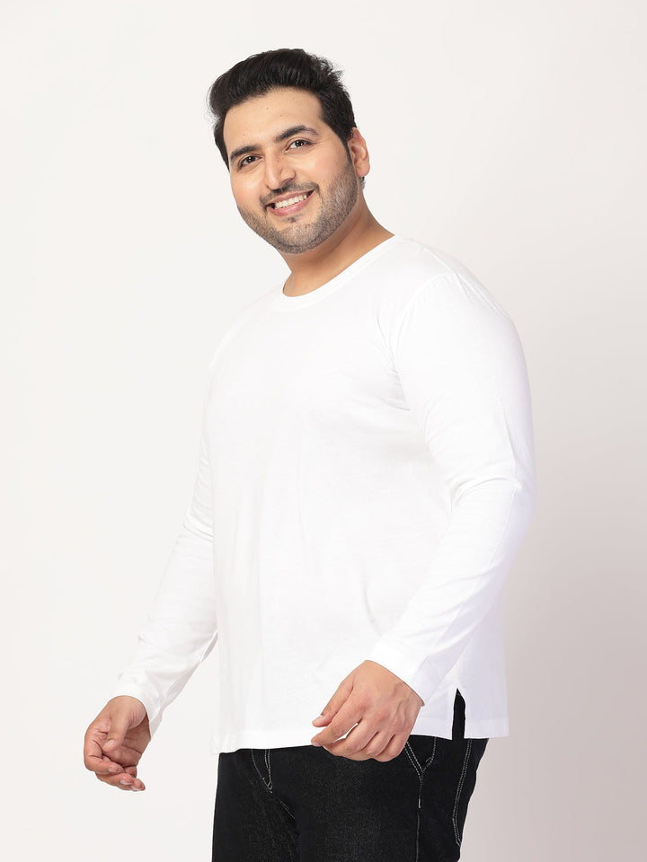Plus Size Men Solid Round Neck Cotton T-shirt