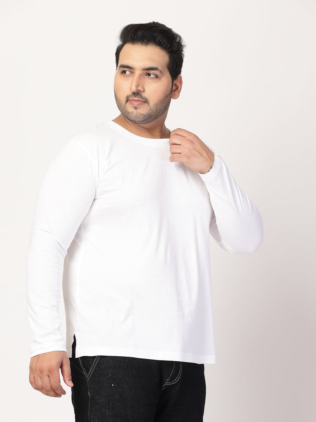 Plus Size Men Solid Round Neck Cotton T-shirt