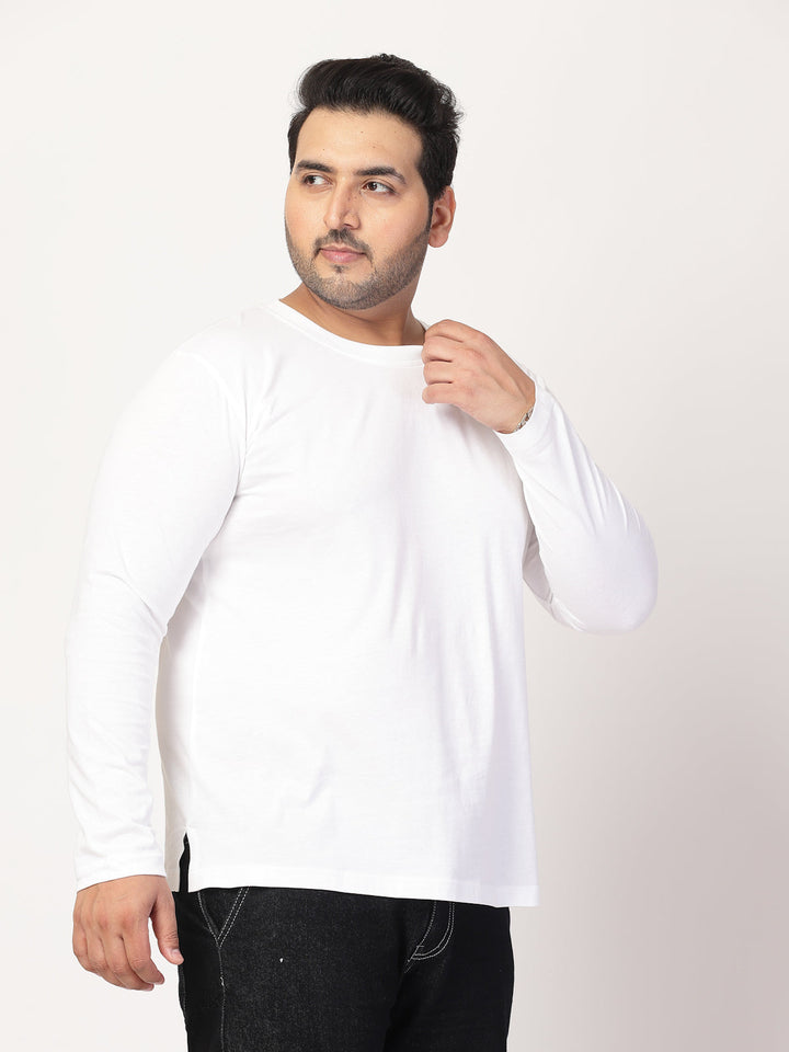 Plus Size Men Solid Round Neck Cotton T-shirt