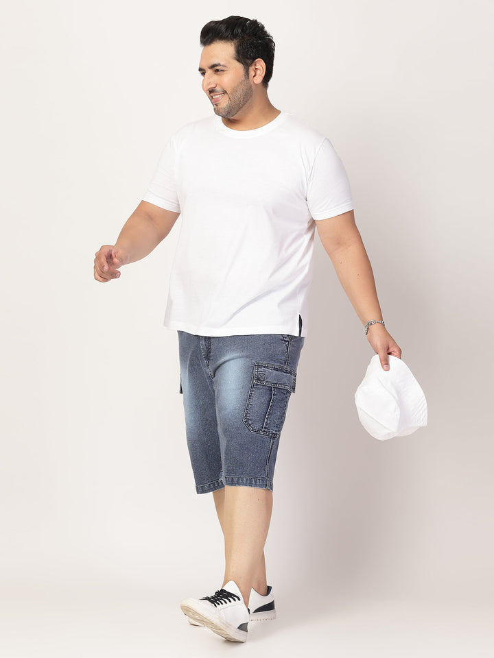 Plus Size Men Denim Regular Fit Shorts