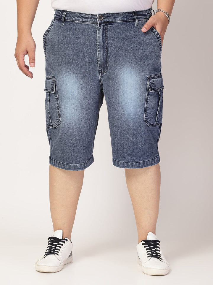 Plus Size Men Denim Regular Fit Shorts