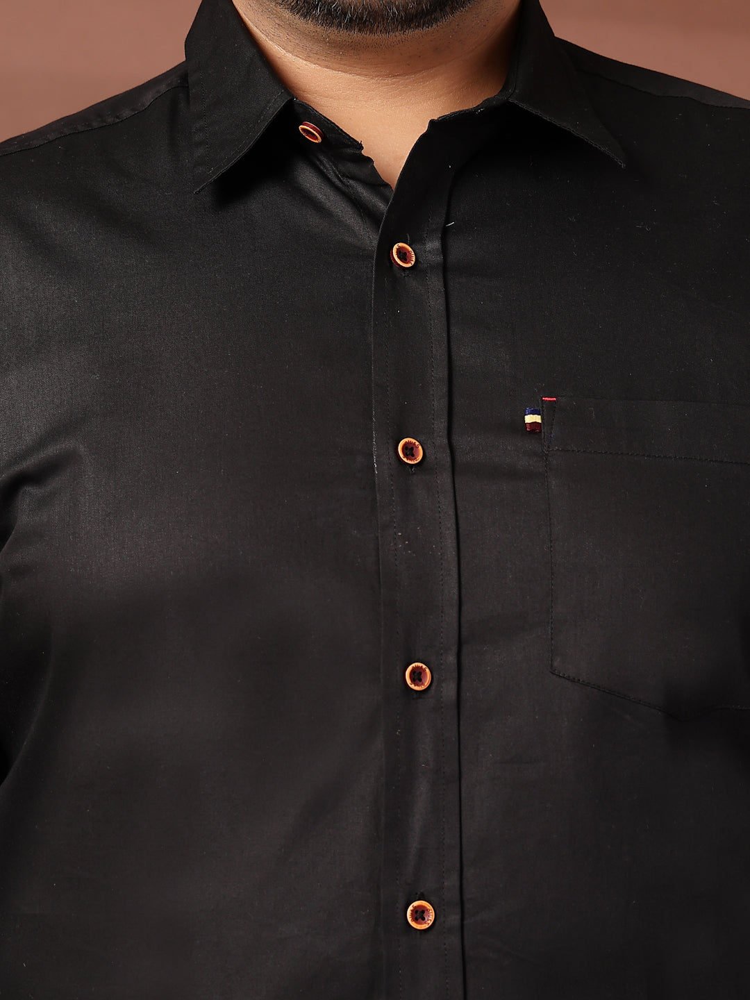 Plus Size Men  Oversized Fit Spread Collar Solid Cotton Casual Shirt