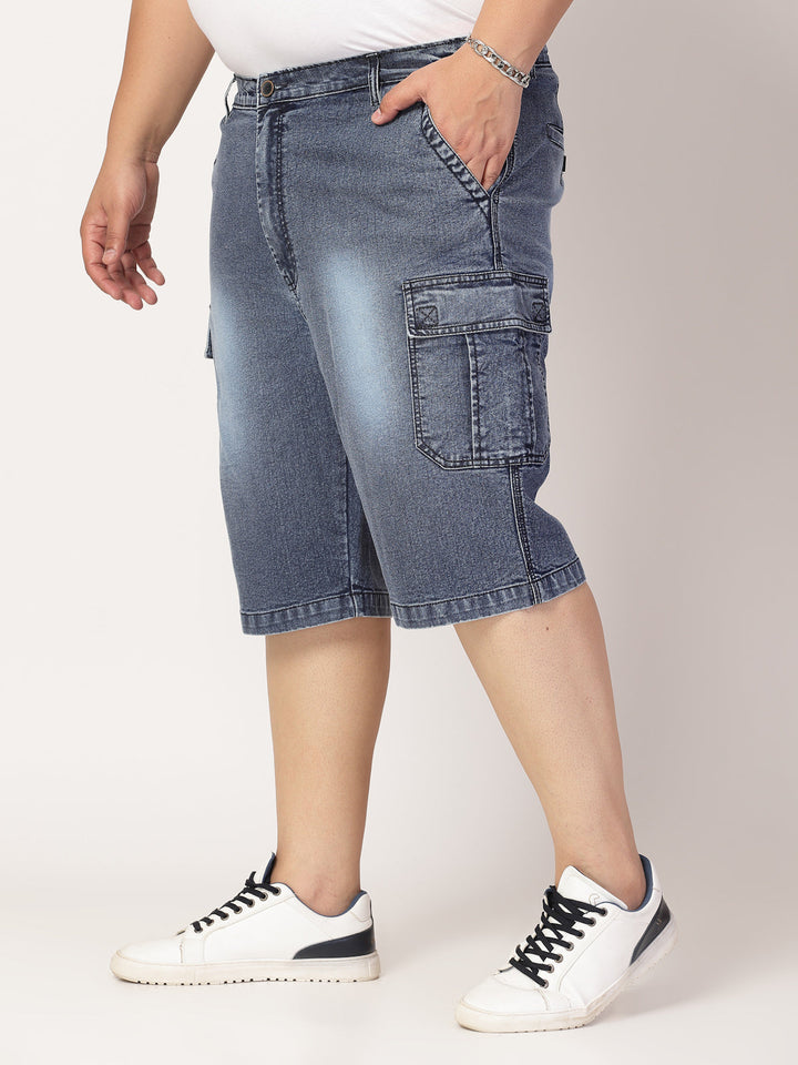 Plus Size Men Denim Regular Fit Shorts