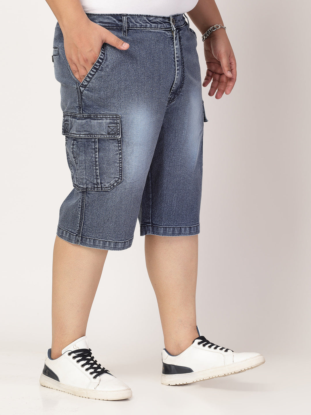 Plus Size Men Denim Regular Fit Shorts