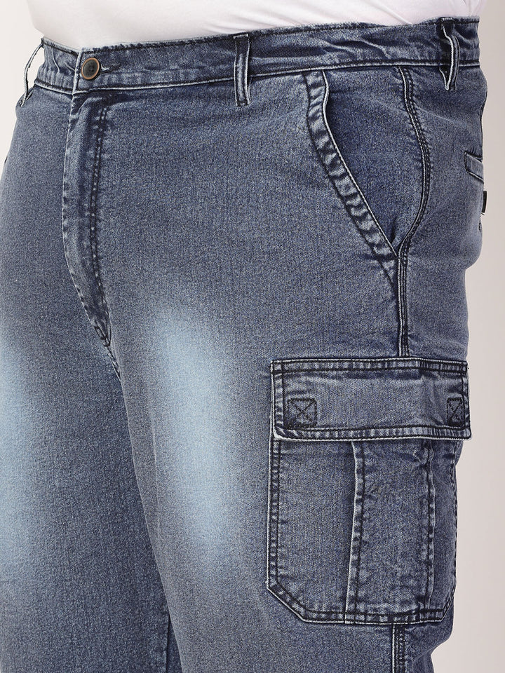 Plus Size Men Denim Regular Fit Shorts