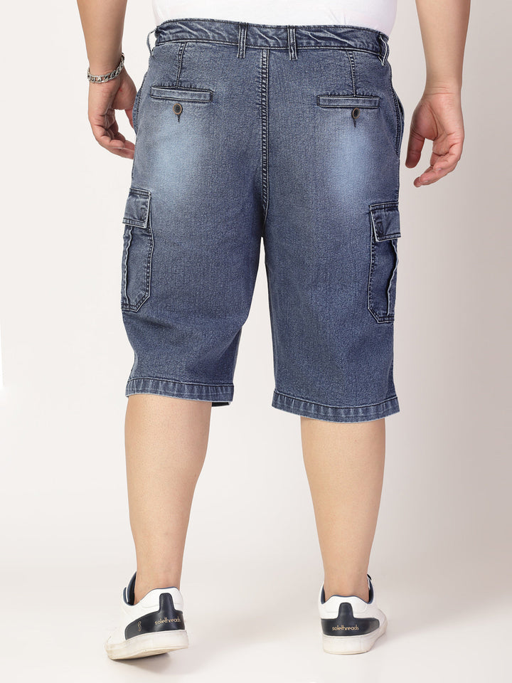 Plus Size Men Denim Regular Fit Shorts