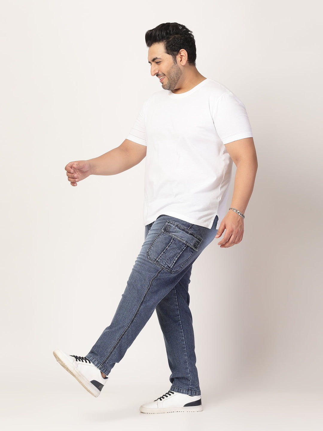 Plus Size Men Comfort Clean Look Light Fade Stretchable Jogger Jeans