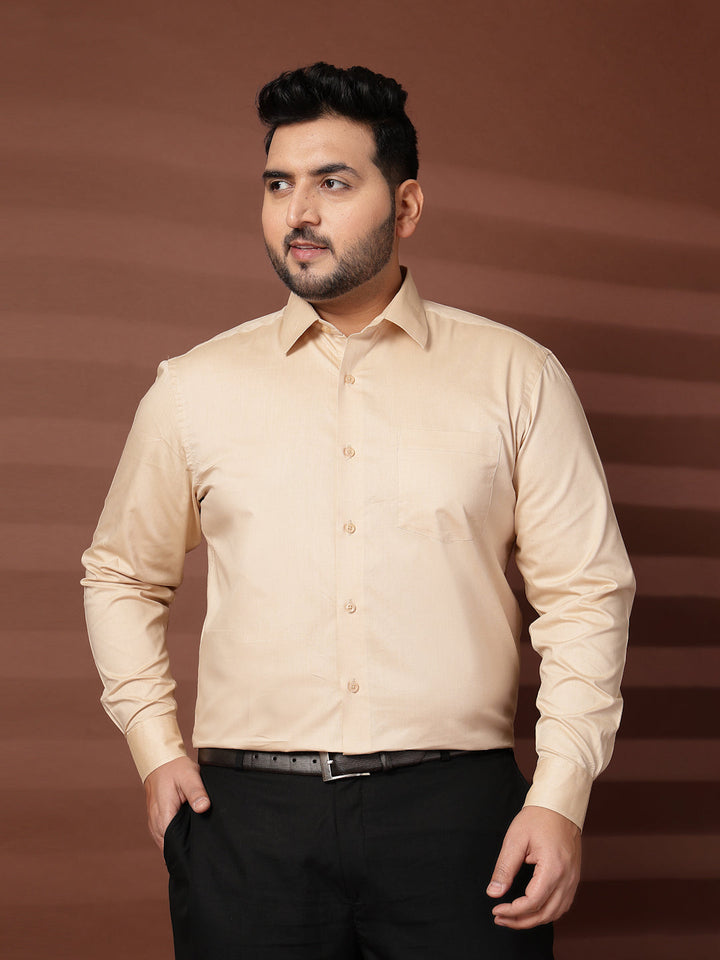 Plus Size Men  Oversized Fit Spread Collar Solid Cotton Formal Shirt