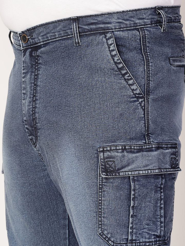 Plus Size Men Comfort Clean Look Light Fade Stretchable Jogger Jeans