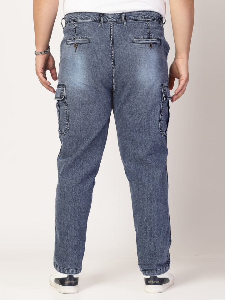Plus Size Men Comfort Clean Look Light Fade Stretchable Jogger Jeans