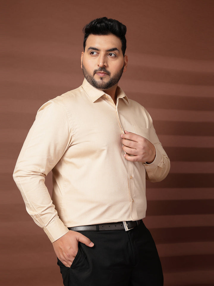 Plus Size Men  Oversized Fit Spread Collar Solid Cotton Formal Shirt