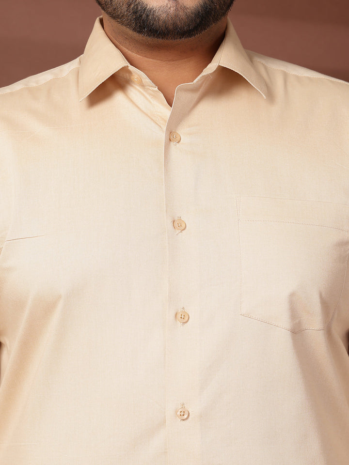 Plus Size Men  Oversized Fit Spread Collar Solid Cotton Formal Shirt