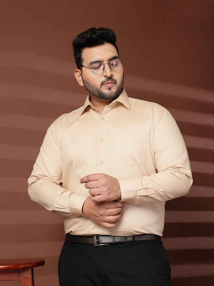 Plus Size Men  Oversized Fit Spread Collar Solid Cotton Formal Shirt